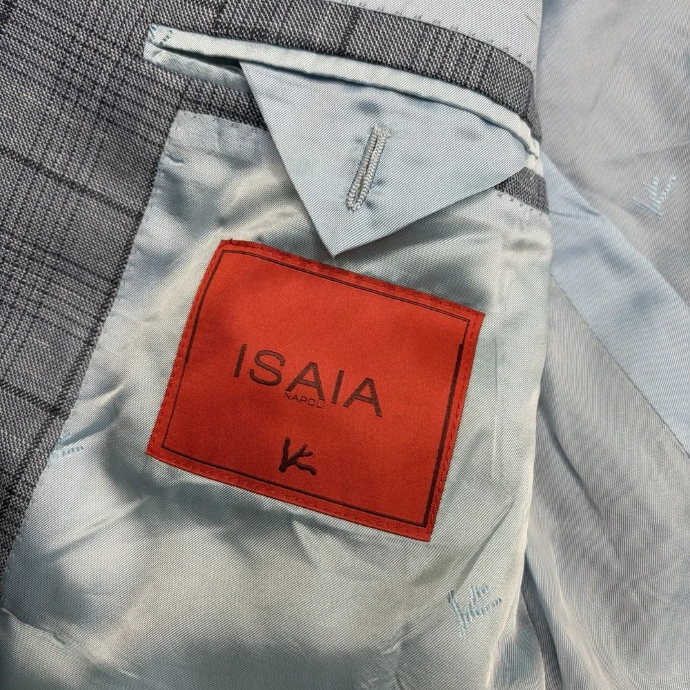 ISAIA Wool Silk Linen Glen Plaid Base 